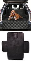 SUV Cargo Liner for Dogs, Waterproof Pet Cargo Cover Dog Seat Cover Mat for SUVs Sedans Vans with Bumper Flap Protector, Non-Slip, Large Size Universal Fit, Black