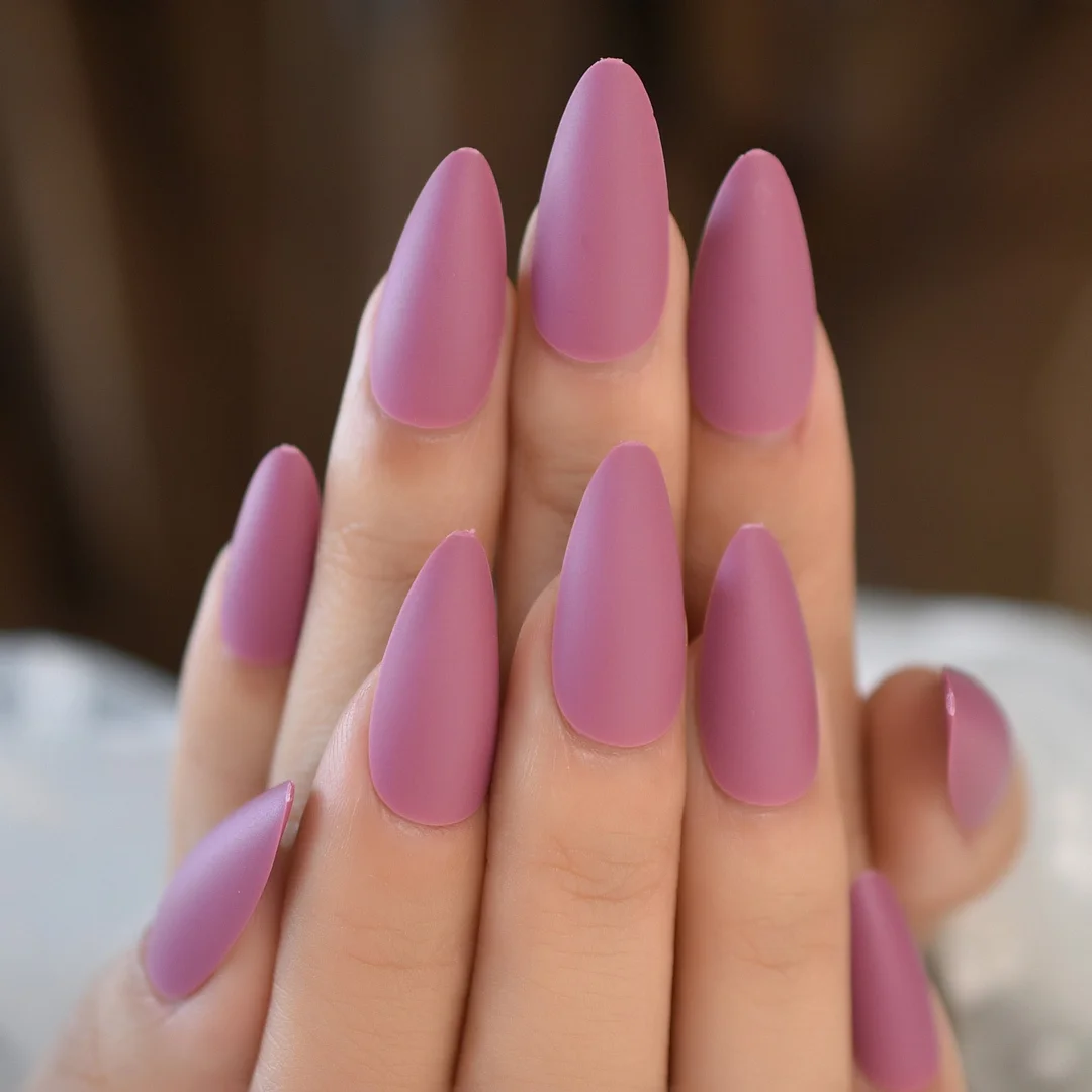 Professional Almond shaped Nail Tips Stiletto Matte Fake Nails White Short Press On Nails With Free Adhesive Tabs-Nail Inspo