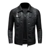 Trendy solid color leather jacket