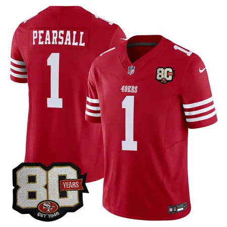 Youth San Francisco 49ers #1 Ricky Pearsall Red 80 Anniversary Vapor F.U.S.E. Limited Jersey