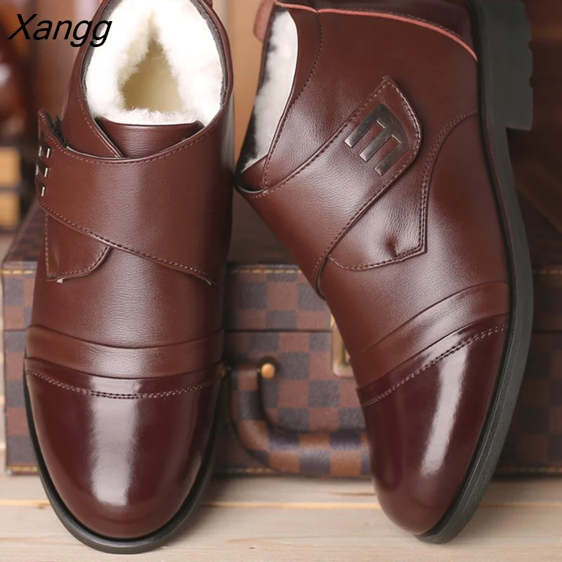 Punklens Shoes Men Chelsea Boots Genuine Leather Warm Shoes Men Ankle Boots Fashion Brand Cow Leather Male Footwear 899