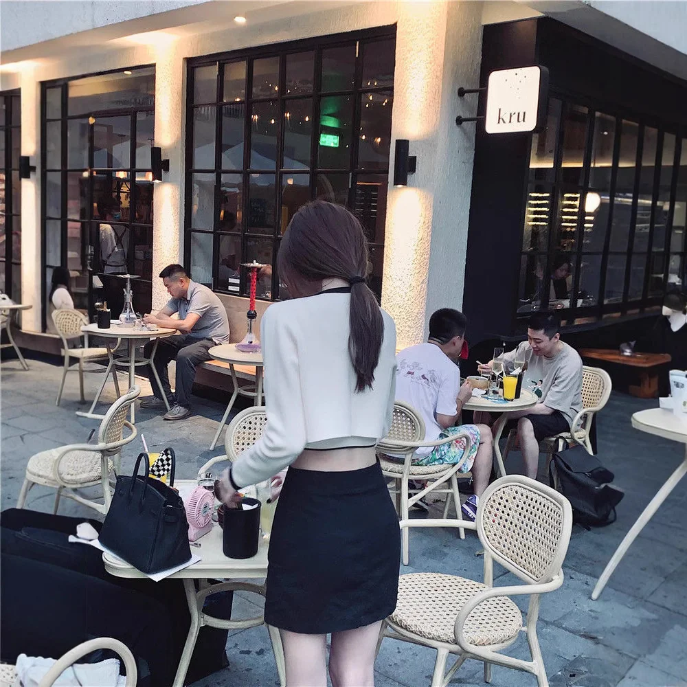 Uveng Uveng Bing Color Knitted Jersey Coat Women's Small Fragrant Summer New Sling Vest Short Top Two Sets