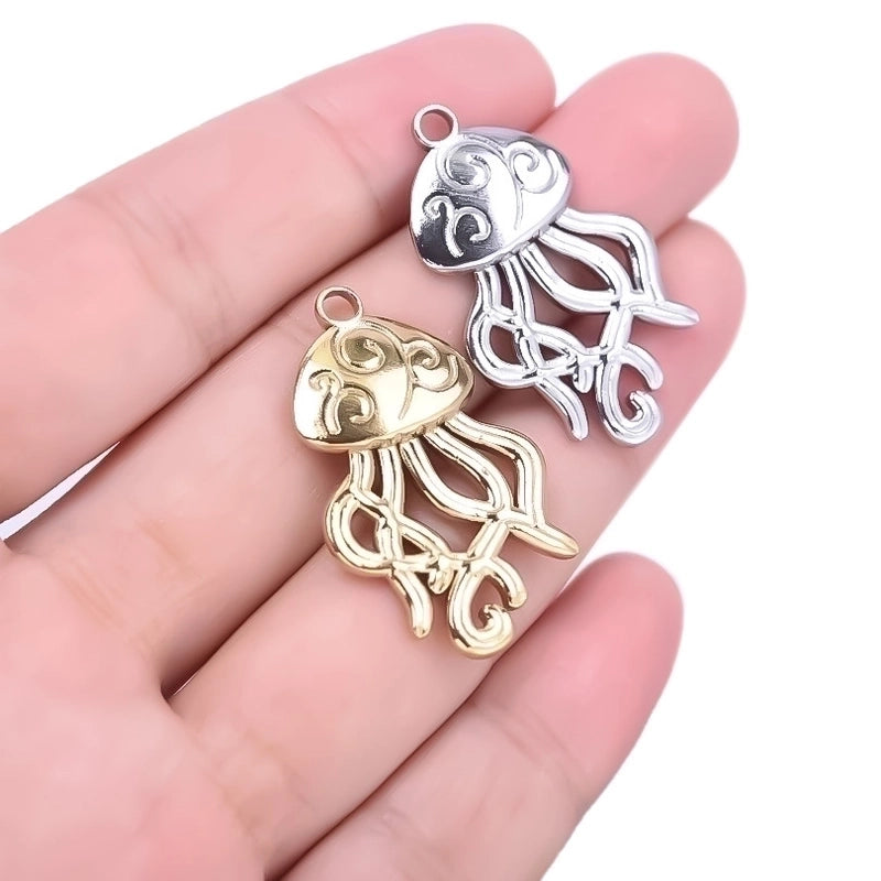 1 Piece 20 * 33mm Hole 2~2.9mm 304 Stainless Steel 18K Gold Plated Jellyfish Polished Pendant