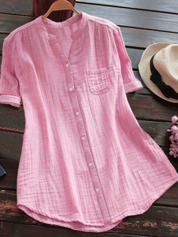Short sleeve round neck casual cotton top