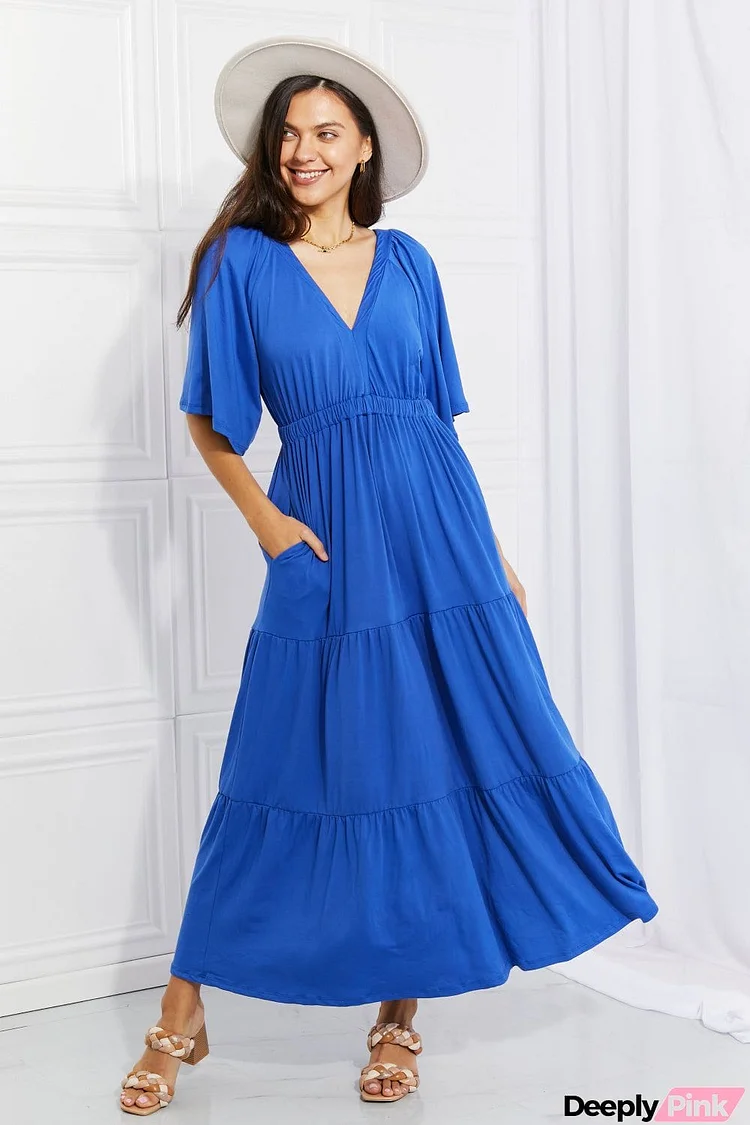 Culture Code Full Size My Muse Flare Sleeve Tiered Maxi Dress