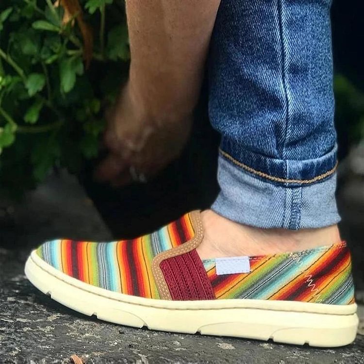 Colorblock Shallow Canvas Loafers -loafers