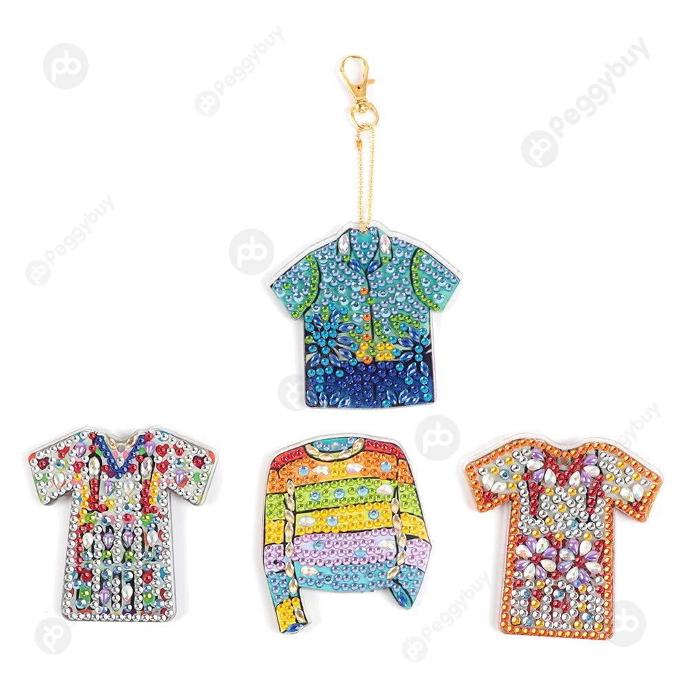 

4pcs Summer Clothing-DIY Creative Diamond Keychain, 501 Original