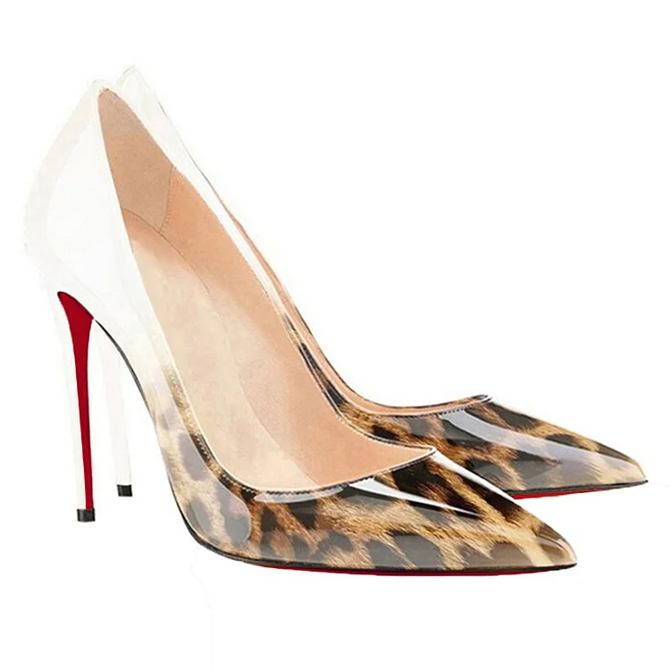 100mm/120mm Women's Party Wedding Heels Leopard Patent Red Bottoms Pumps