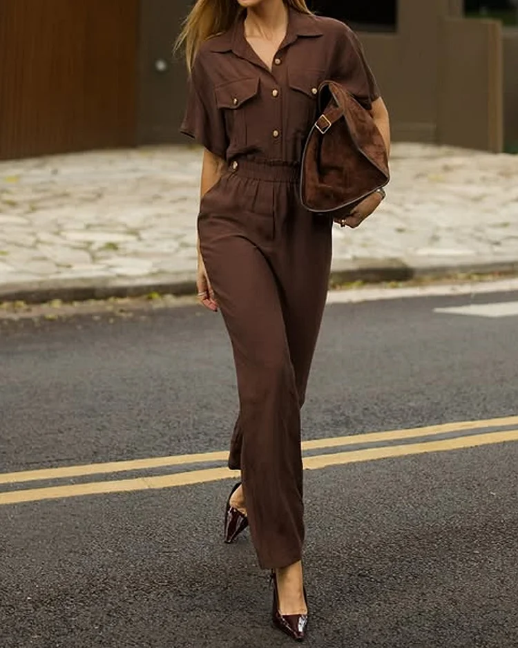 Lapel casual solid color two-piece suit