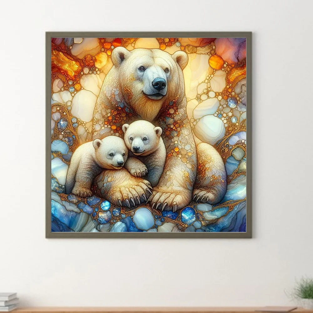 Diamond Painting - Full Round Drill - Polar Bear Family(Canvas|40*40cm)