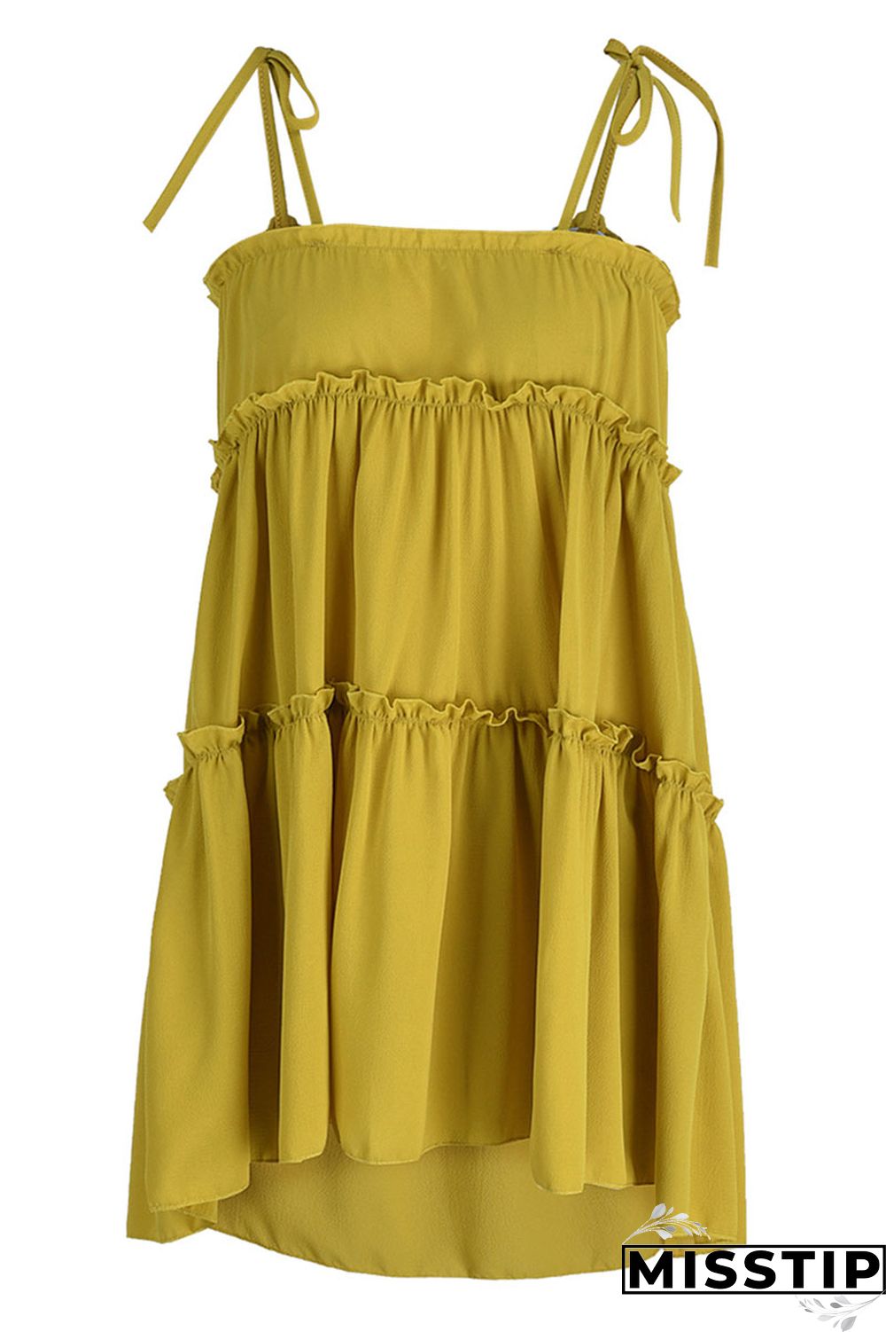 Light Green Sweet Solid Patchwork Fold Stringy Selvedge Spaghetti Strap A Line Dresses