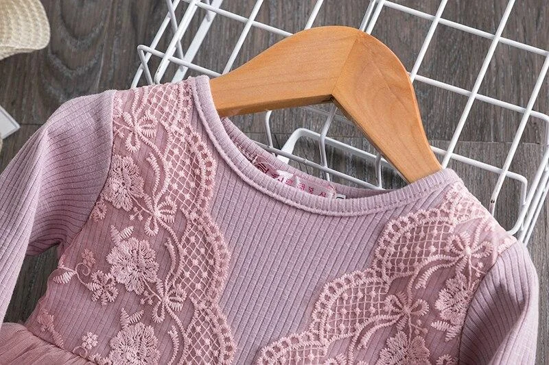 Kids Dress for Girls Christmas Princess Dress Lace Mesh Embroidery Flower Printed Winter Dresses Children New Year Party Costume