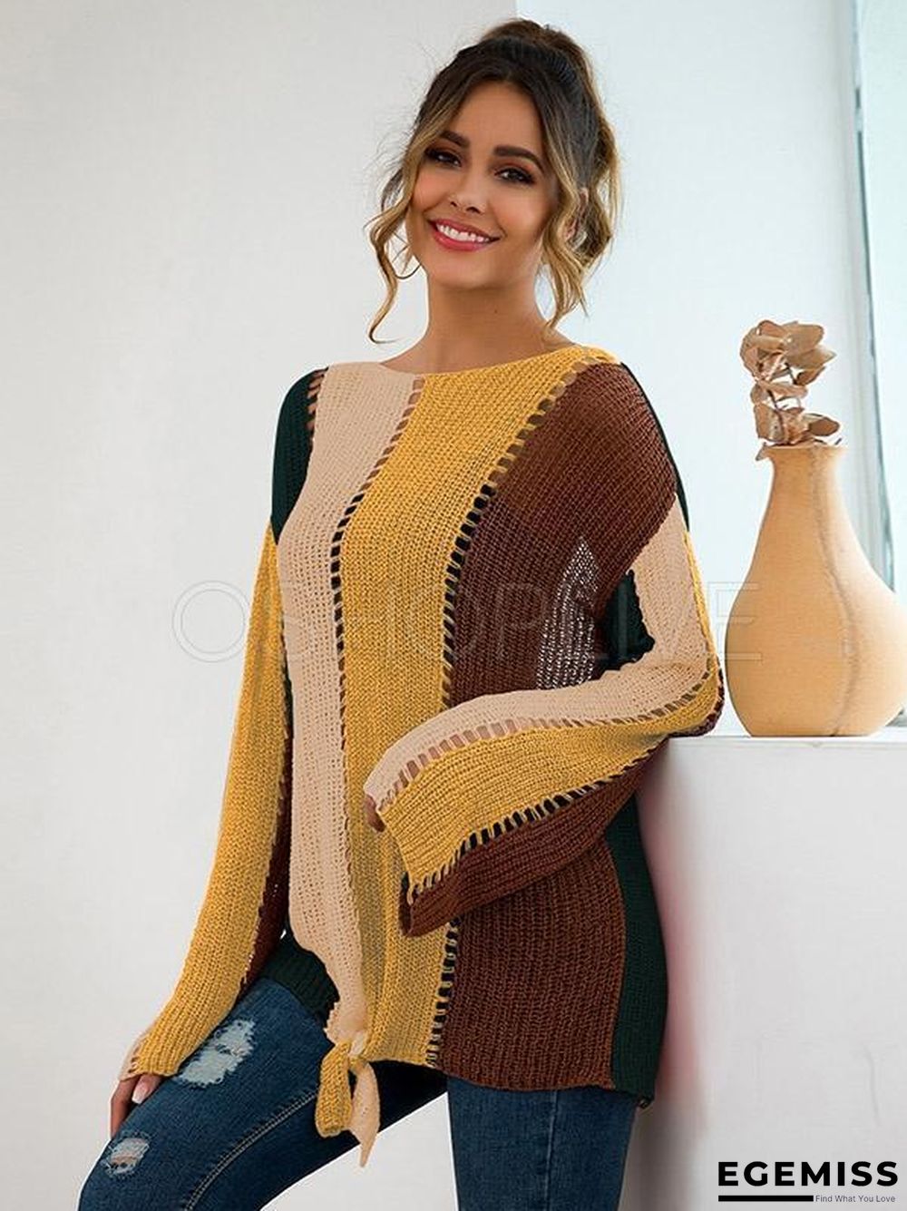 Color-block Loose Bandge Sweater | EGEMISS