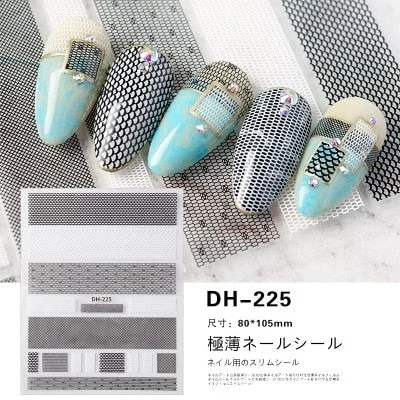 1PC Hollow 3D Nail Stickers Black White Wild Leopard Snake Star Letter Design Adhesive Decals Nail Art Decoration Tip Slider New-Nail Inspo