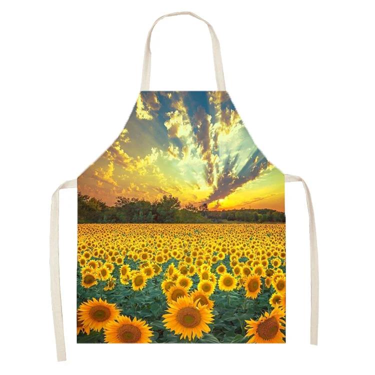 Linen Kitchen Apron - Sunflower letclo 
