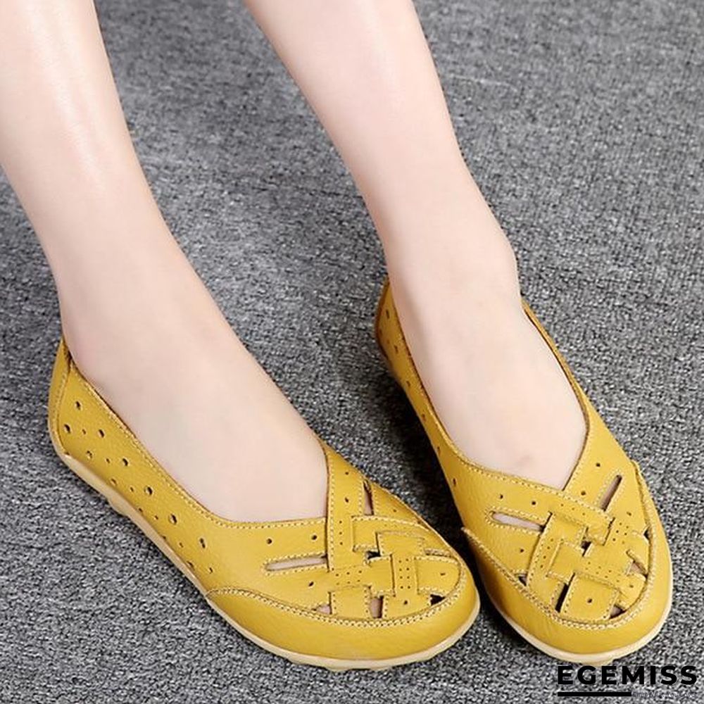 Comfort Genuine Leather Flat Shoes Woman Loafers Ballet Shoes | EGEMISS