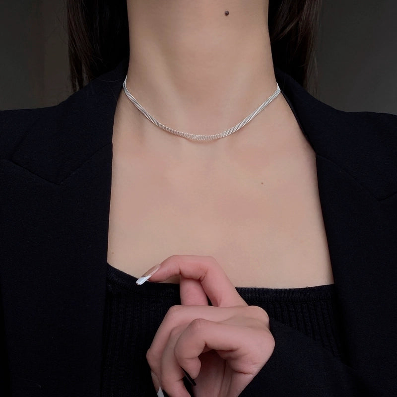 925 Sterling Silver Patchwork Plating Geometric Long Necklace Necklace Choker