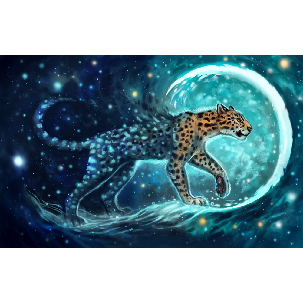 

40*30CM - Round Drill Diamond Painting - Unearthly Leopard, 501 Original