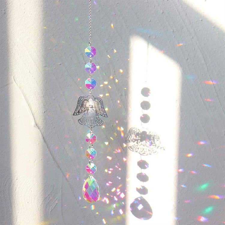Crystal Wind Chimes Insect Prisms Light Catcher Ornament Decoration (Angel)