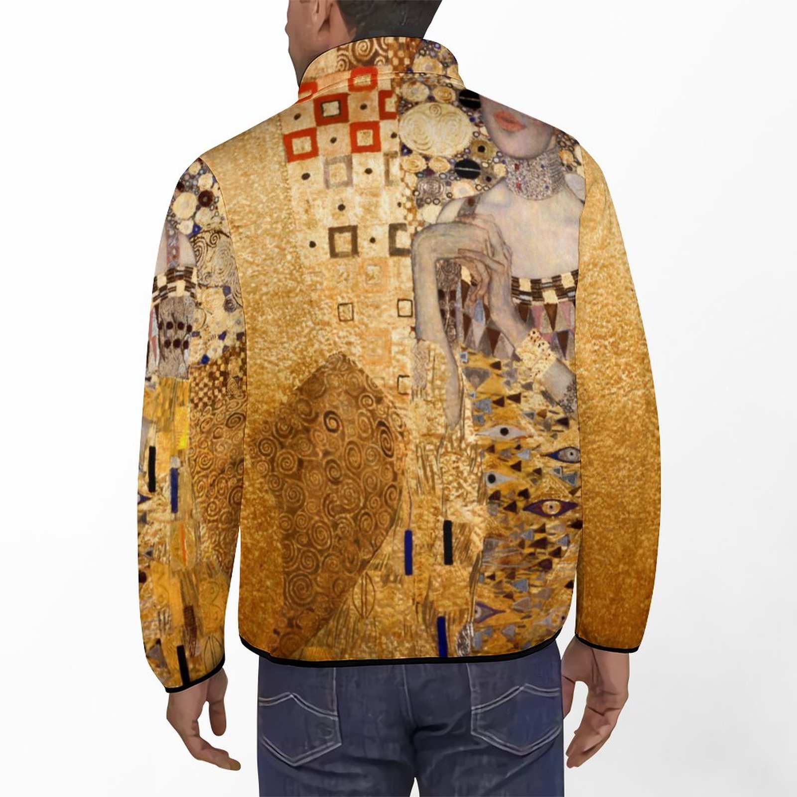 Gustav Klimt 1907 Portrait Of Adel Bloch Bauer Pullover Active Mens Street Style Print Half Button Up Mock Neck Sweatshirt