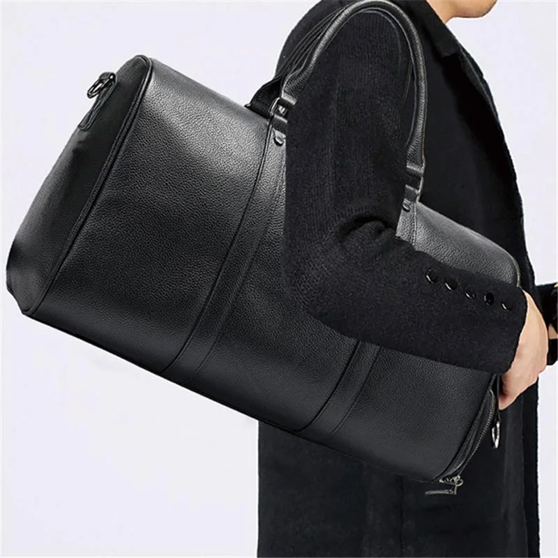Leather Large Capacity Solid Color Duffel Bags Travelling Bag