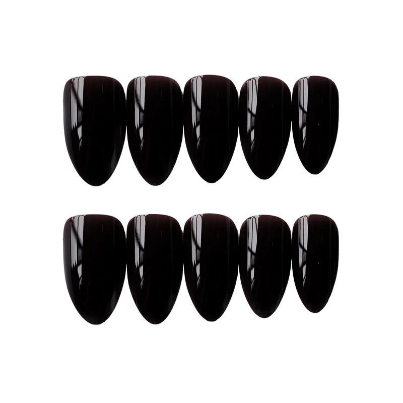 24pcs Pure Black Wear Long Paragraph Fashion Manicure Patch False Nails Save Time Wearable Nail Patch SANA889