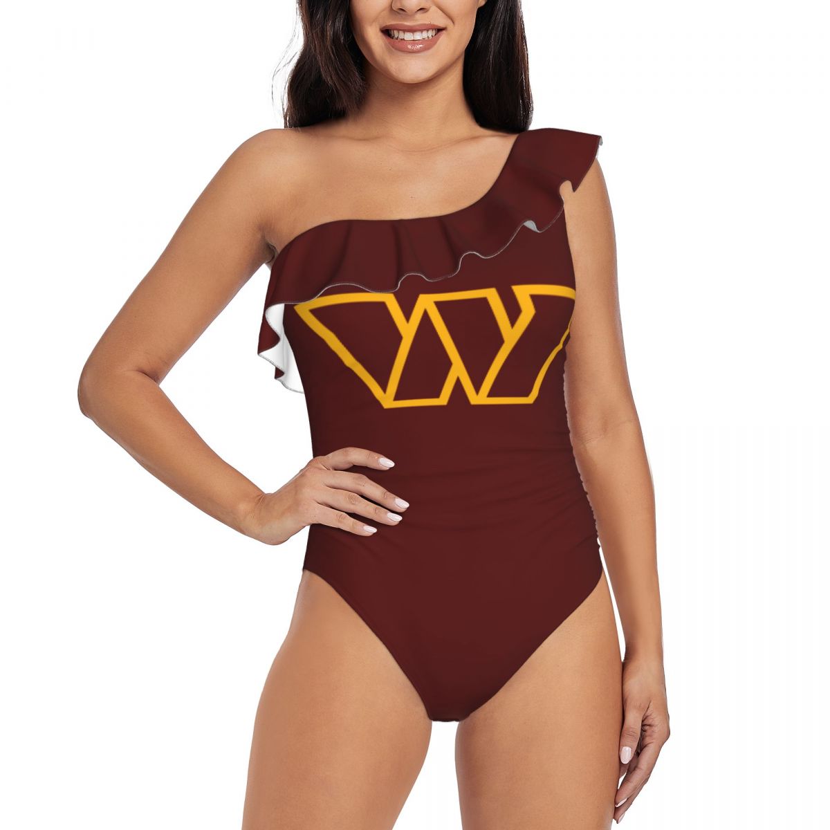 Washington Commanders Women One Piece Ruffle Swimsuits
