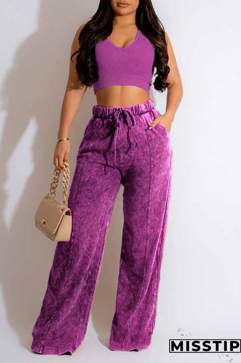 Blue Casual Solid Patchwork O Neck Sleeveless Two Pieces