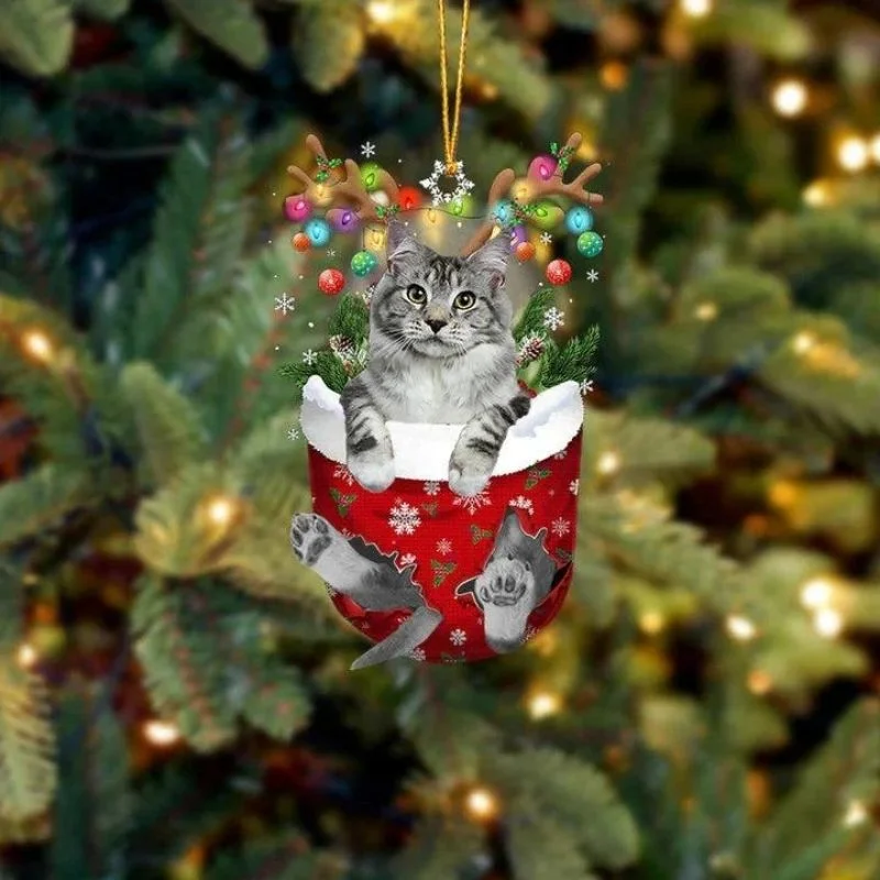 VigorDaily Cat In Snow Pocket Christmas Ornament SP179