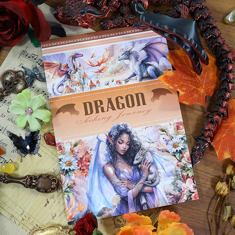 스티커북 - 빈티지 캐릭터 드래곤 플라워 20개입