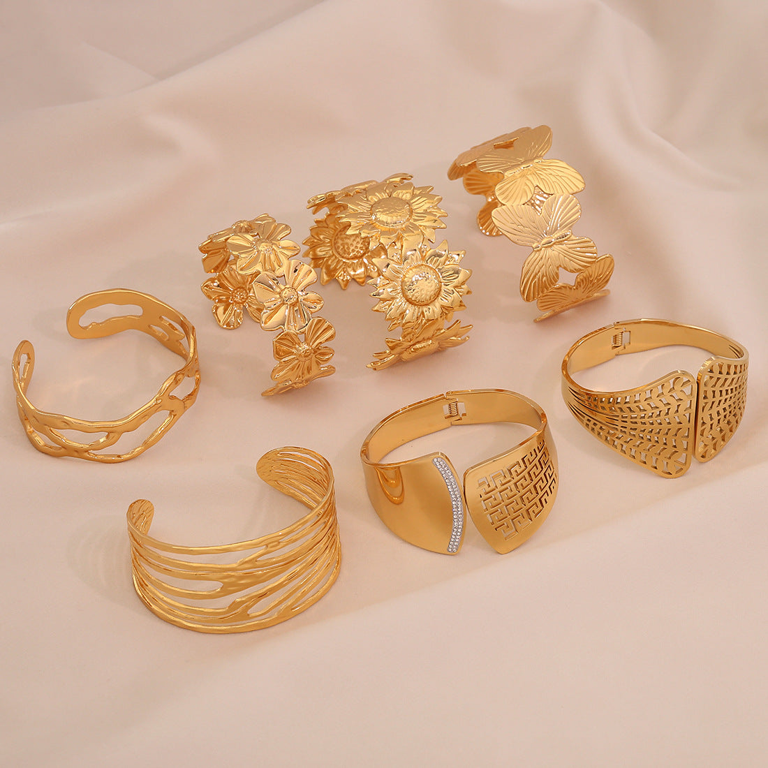 Personalized Exaggerated Flower Bracelet Niche Hand Accessories Ins Stainless Steel Jewelry B626