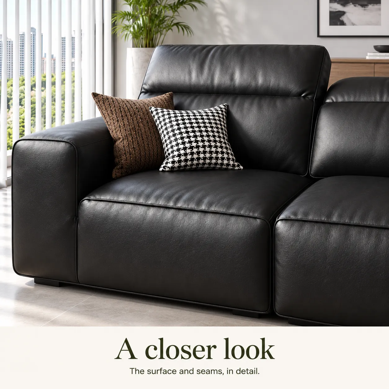 GS347 High-Back Sofa - Black — Upholstery close-up