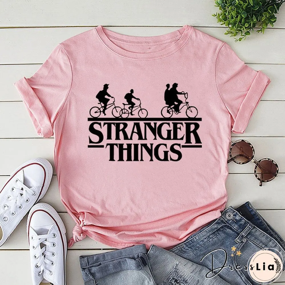 Hot Stranger Things Print T-Shirt Summer Casual Short Sleeve T Shirt Women Men Stranger Things Shirts