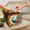 (US Local)Diamond Painting Piggy Bank Wooden Coin Bank Storage Box Kit (Peacock)