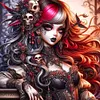 Gothique cool fille-pleine peinture ronde au diamant-50*50cm