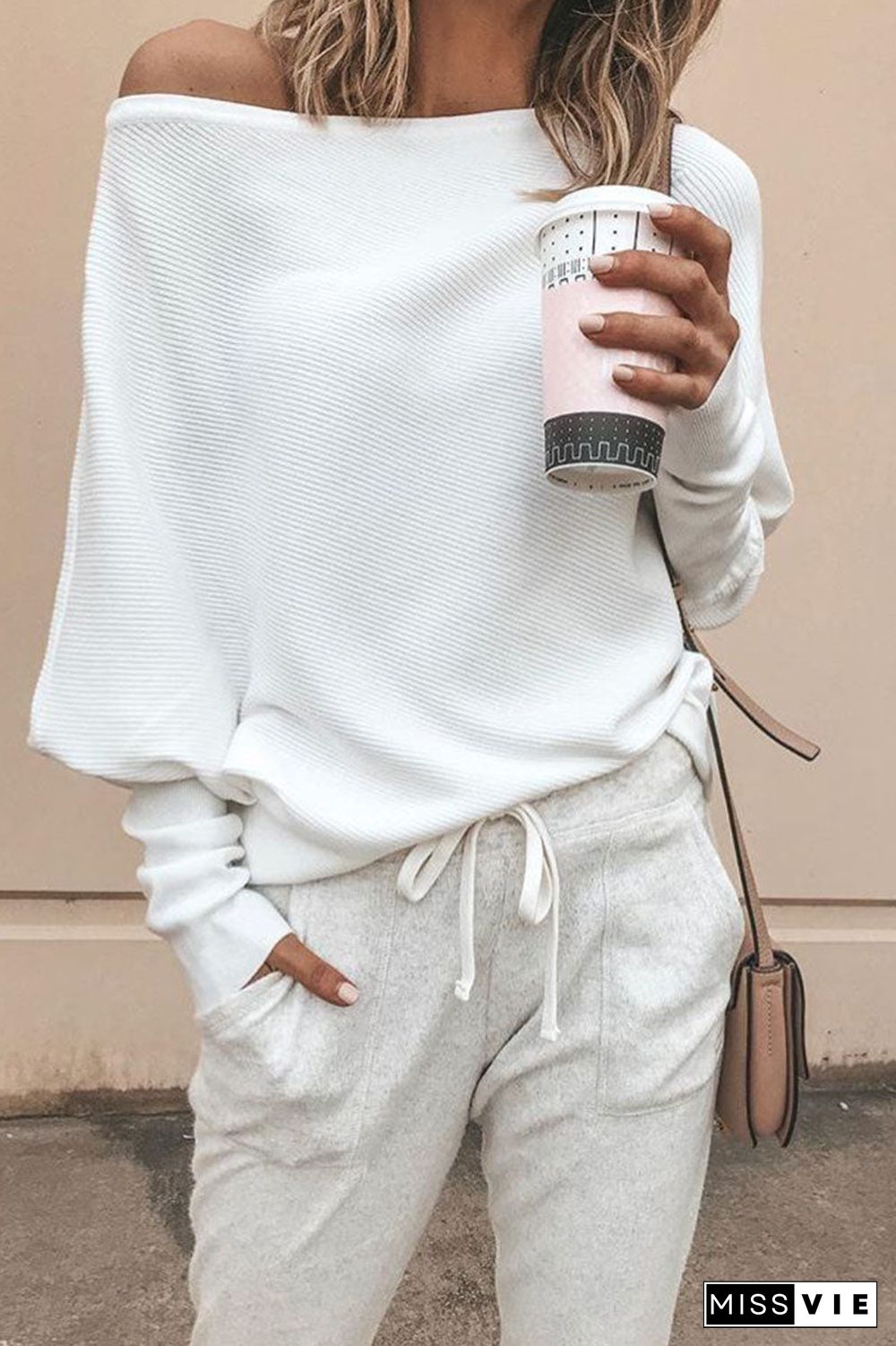 Fashion Sexy Solid Bateau Neck Tops(6 Colors)