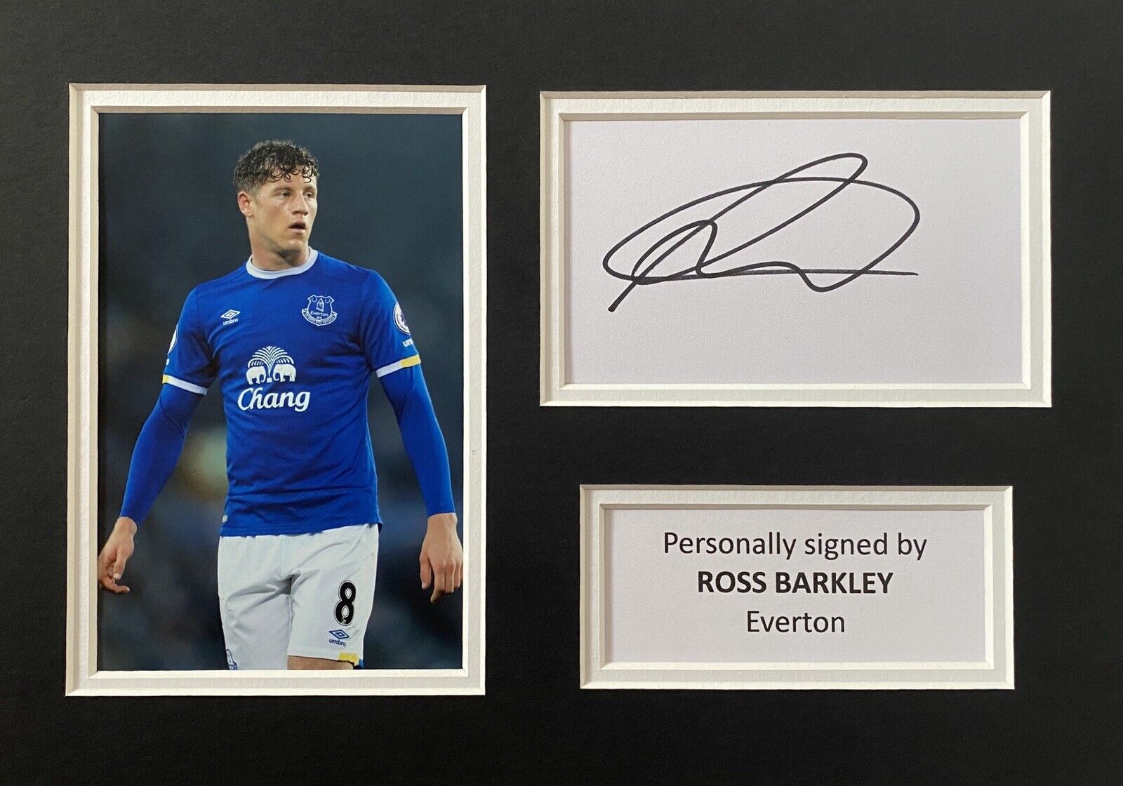 Ross Barkley Hand Signed White Card In A4 Everton Frame Display