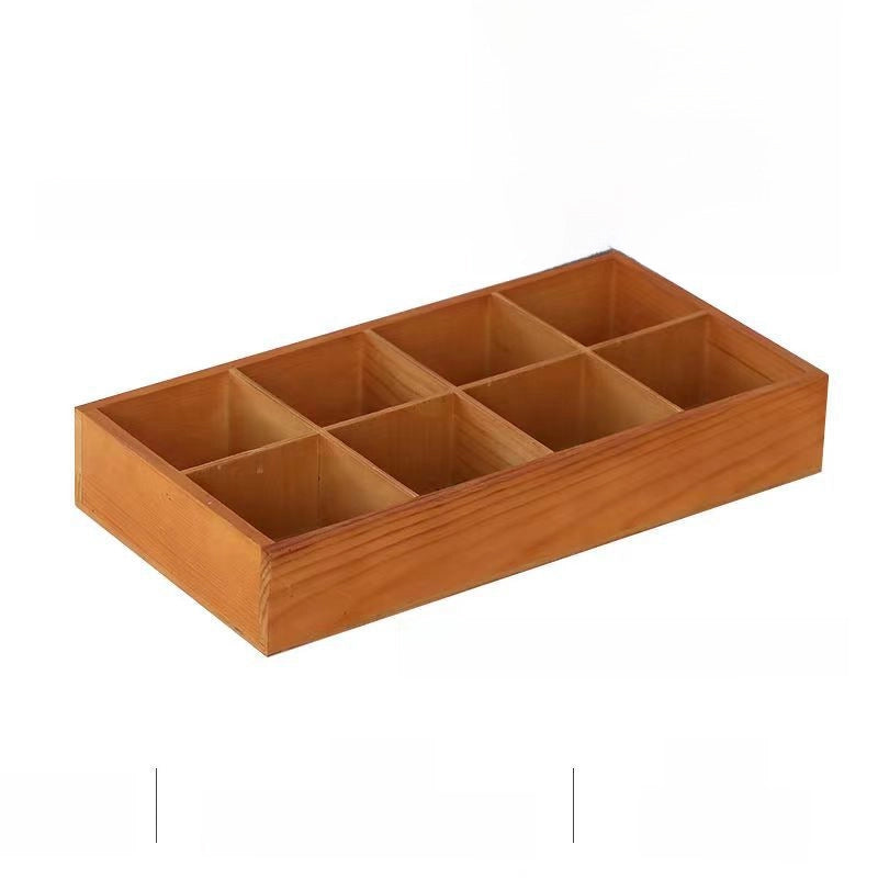 Wooden Plaid Storage Box Desktop Multi-grid Wooden Box Nuts Multi-meat Plaid Storage Box Grid Plate Stall Jiugongge