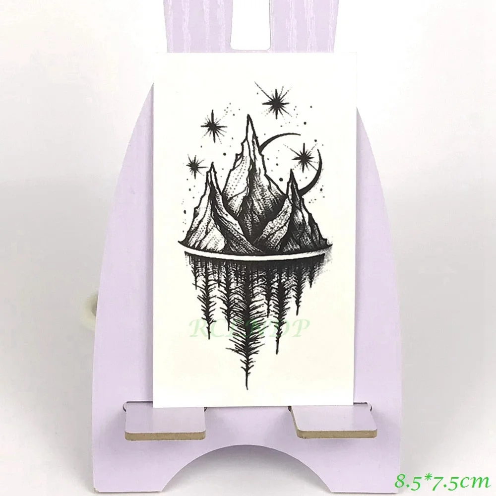 Waterproof Temporary Tattoo Siberia forest bear tree bird fox owl wolf whale tatto flash tatoo fake for girl women men 7