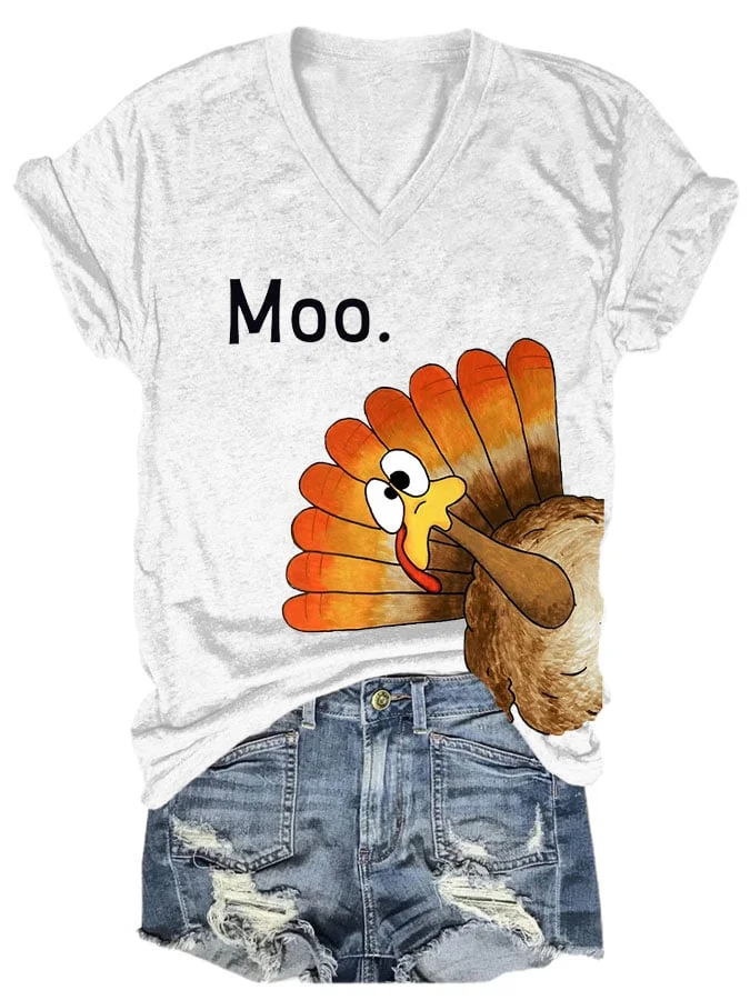 Women's Thanksgiving Printed Short Sleeve T-Shirt socialshop