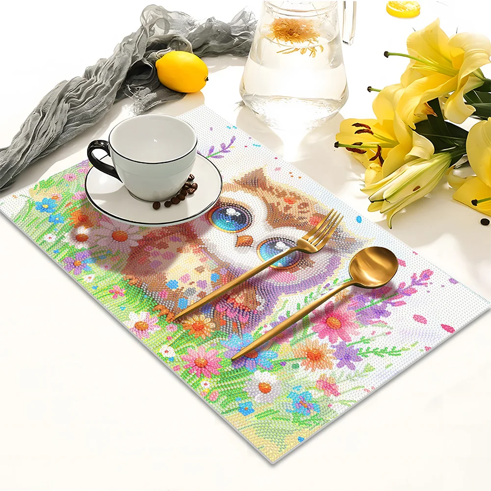 DIY Owl Diamond Painting Placemat Heat Resistant Diamond Art Table Mat