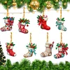 8Pcs Double Side Effect Acrylic Special Shaped Christmas Theme Xmas Trees Hanging Pendant Kits