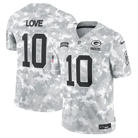 Men's Green Bay Packers #10 Jordan Love  Arctic Camo 2024 Salute to Service Limited Jersey