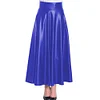 High Waist Matte PU Leather Long A-line Skirt Women's Eleagnt Solid Umbrella Skirt Plus Size Pleated Swing Skirts Streetwear 7XL