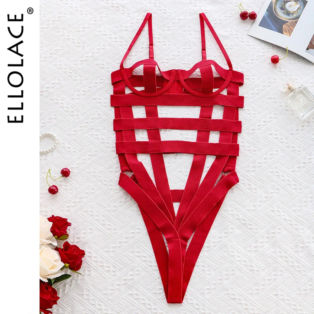 Billionm Sexy Bodysuit Lingerie Erotic Coustmes Porn Naked Women Without Censorship Red Bandage Sissy Hollow One-Pieces Teddy