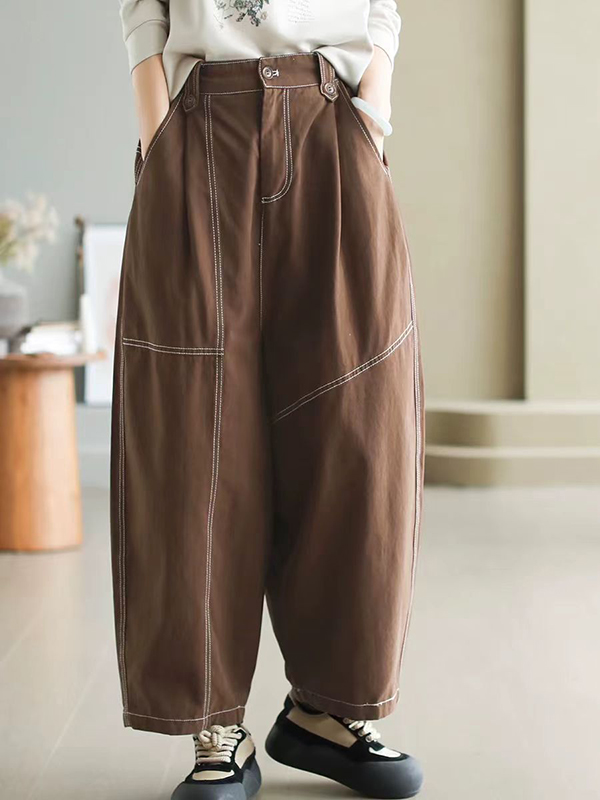 Vintage Cotton Twill Woolen Casual Pants