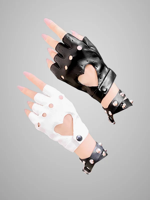 Dark Hollow Leather Half Finger Gloves-mysite