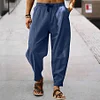 Men's Linen Loose Drawstring Hip-Hop Lantern Pencil Pants by Inlyline