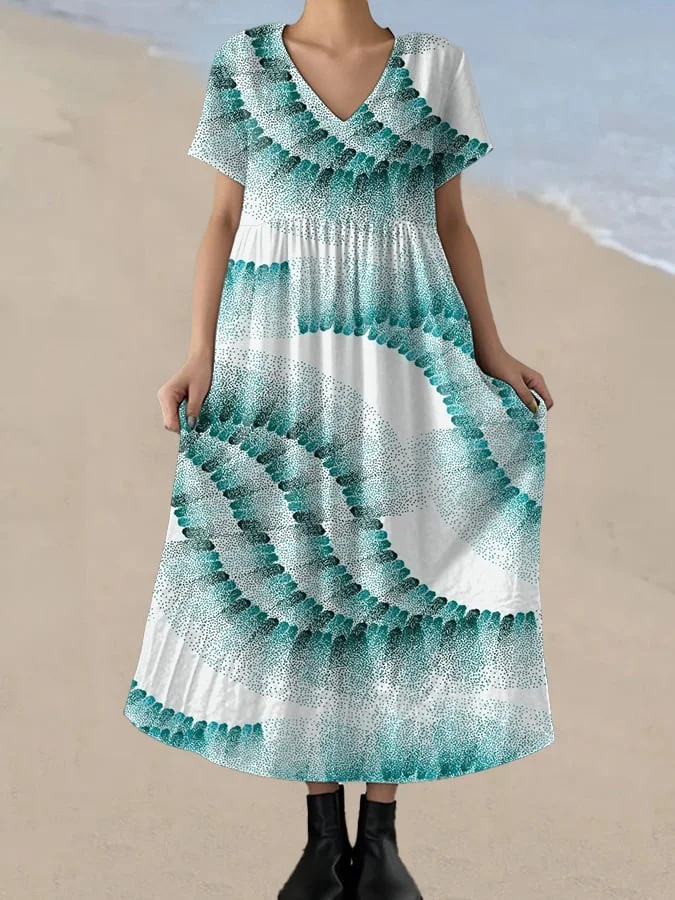 Women's Floral Print Casual Comfort Long Dress 