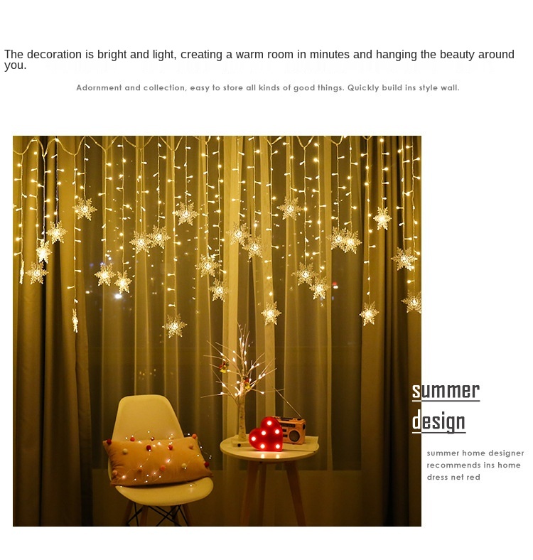 Tegooe 32M LED Snowflake Curtain Lights - Waterproof Fairy String for Holiday Decor